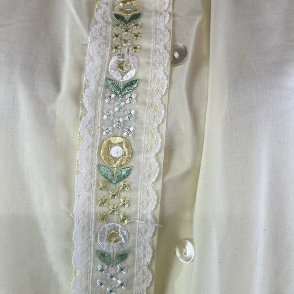 Vintage Katz 2pc Nightgown House Coat Robe Set sz Small Yellow Floral Embroidery - Picture 9 of 16